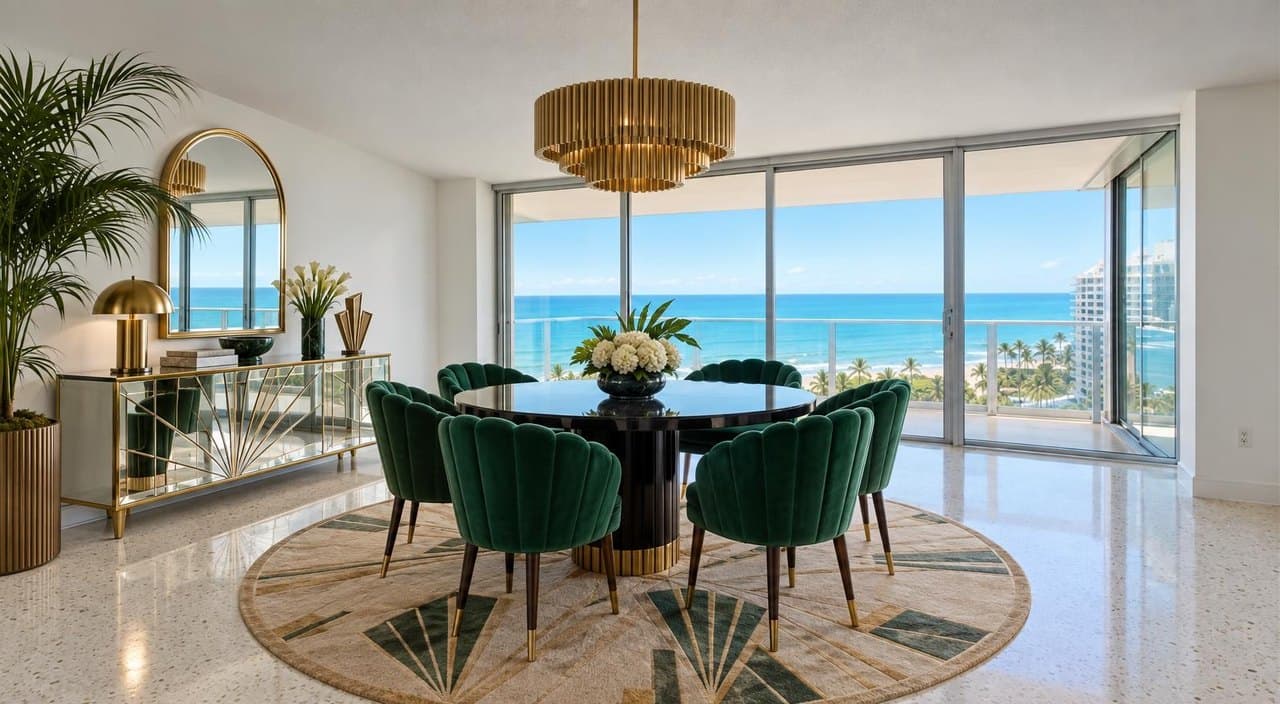 Oceanfront condo, Florida, styled Art Deco